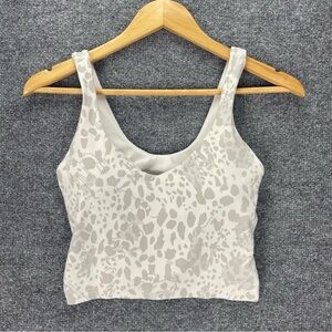 Lululemon Align Tank Top Women’s 6 White Gray Cheetah Camo, With Pads, W1DUFS